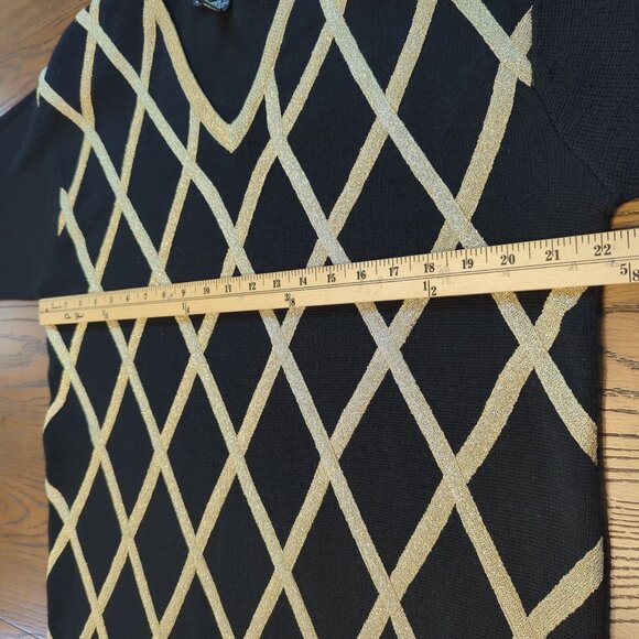 Vintage Suzelle V Neck Gold Black Argyle Sweater Size Large Long Sleeve - Picture 8 of 11